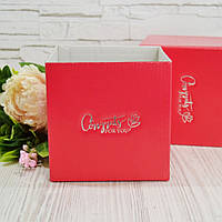 Флористична квадратна коробка колір червоний