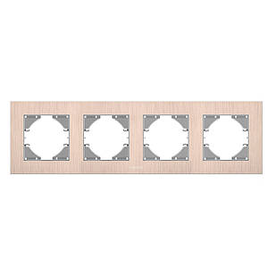 VIDEX BINERA Рамка мідний алюміній на 4 місця горизонтальна