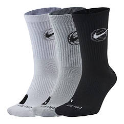 Шкарпетки баскетбольні Nike Everyday Crew Basketball Socks 3 пари білі-сірі-чорні (DA2123-902)