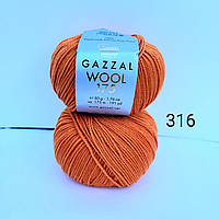 Пряжа Gazzal Wool 175 (Газал Вул 175) - 316 оранжевый