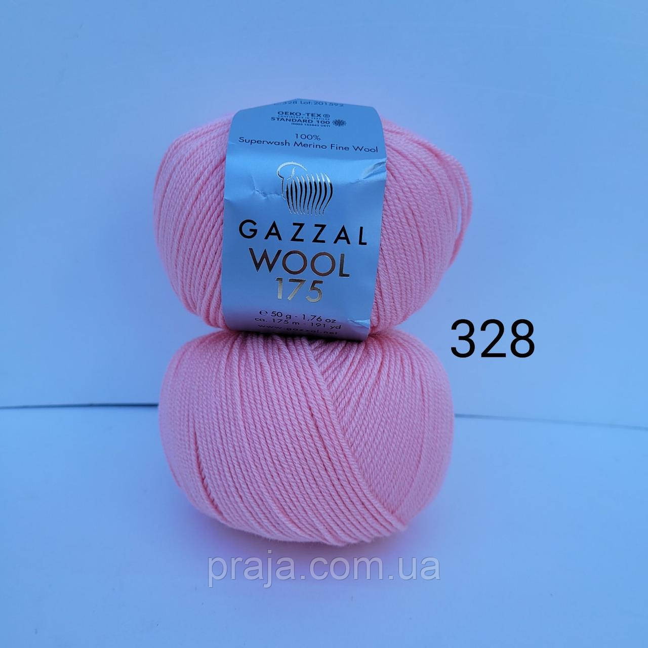 Пряжа Gazzal Wool 175 (Газал Вул 175) - 328 світло рожевий, фото 1