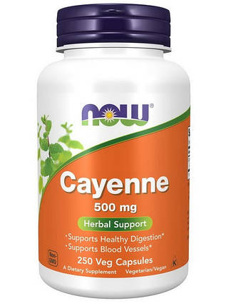 Кайенский перець NOW Cayenne 500 mg 250 veg caps, фото 1