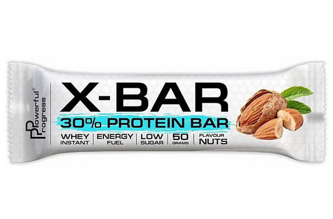 Протеїновий батончик Powerful Progress X-Bar 30% protein 50 g горіхи, фото 1