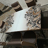 Современный яркий кухонный обеденный комплект 6 стульев и раскладной стол из закаленного стекла  с 3D рисунком, фото 6