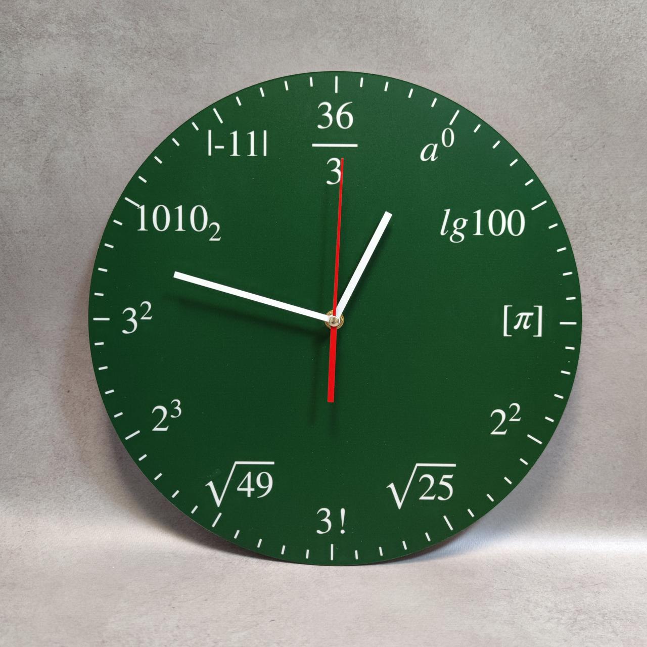 Настінний годинник для кабінету математики. (Зелений)
