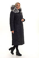 Жіноче зимове пальто великих розмірів. Жіноча зимова курточка- пальто-пуховик Р-48-66 чорне
