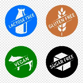Без цукру, Без глютену, Без лактози, Без пальмової олії та ін.