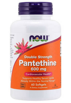 Пантетин Now Foods Pantethine 600 mg double strength 60 softgels, фото 1