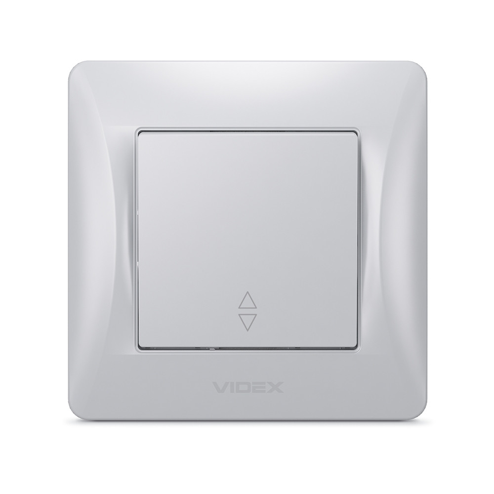 VIDEX BINERA Вимикач прохідний срібний шовк, фото 1