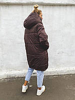 Жіноча зимова об'ємна куртка зефірка на силіконі з капюшоном (Норма), фото 2