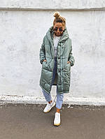 Жіноча зимова об'ємна куртка зефірка на силіконі з капюшоном (Норма), фото 6