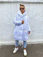 Жіноча зимове об'ємна куртка зефирка на силіконі з капюшоном (Норма), фото 6
