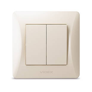 VIDEX BINERA Вимикач двоклавішний кремовий