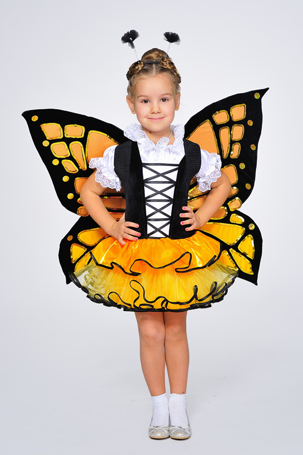 Дитячий карнавальний костюм Метелик жовтий на зріст 98-128 см