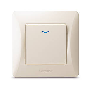 VIDEX BINERA Вимикач одноклавішний з підсвічуванням кремовий