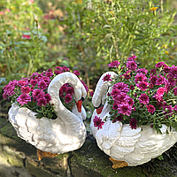 Садовые фигуры Лебеди (комплект кашпо)