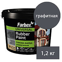 Краска резиновая универсальная Farbex - 1,2 кг, графит