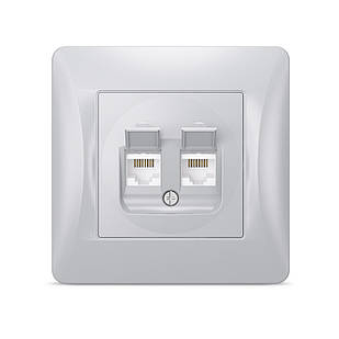 VIDEX BINERA Розетка CAT6 + CAT6 подвійна комп'ютерна срібний шовк