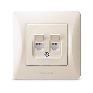 VIDEX BINERA Розетка CAT6 + CAT6 подвійна комп'ютерна кремова