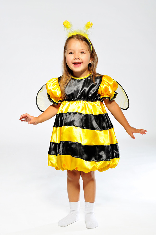 Дитячий карнавальний костюм для дівчинки Бджілка «Малятко» 98-104 см, 104-110 см, жовтий