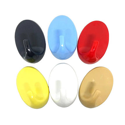 Гачок пластиковий самоклеючий на липучці 6х4.2 см, фото 1