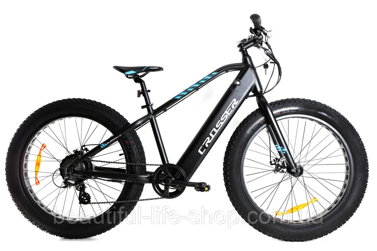 Электровелосипед Crosser E-Fat Bike AL 26" 350W (8S) 36V 13A с алюминиевой рамой и широкими колесами - фото 8 - id-p1477210951