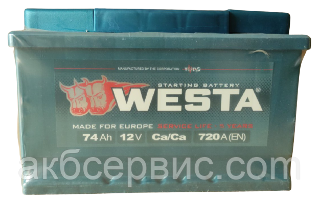 Акумулятор автомобільний Westa 6CT-74 АзЕ, фото 1