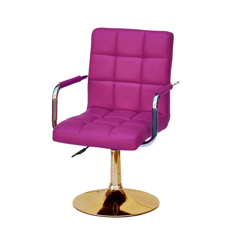 Крісло Augusto Arm GD-Base пурпуровий 1010 шкірозамінників на золотій круглій нозі-опорі з регулюванням висоти сидіння, фото 1