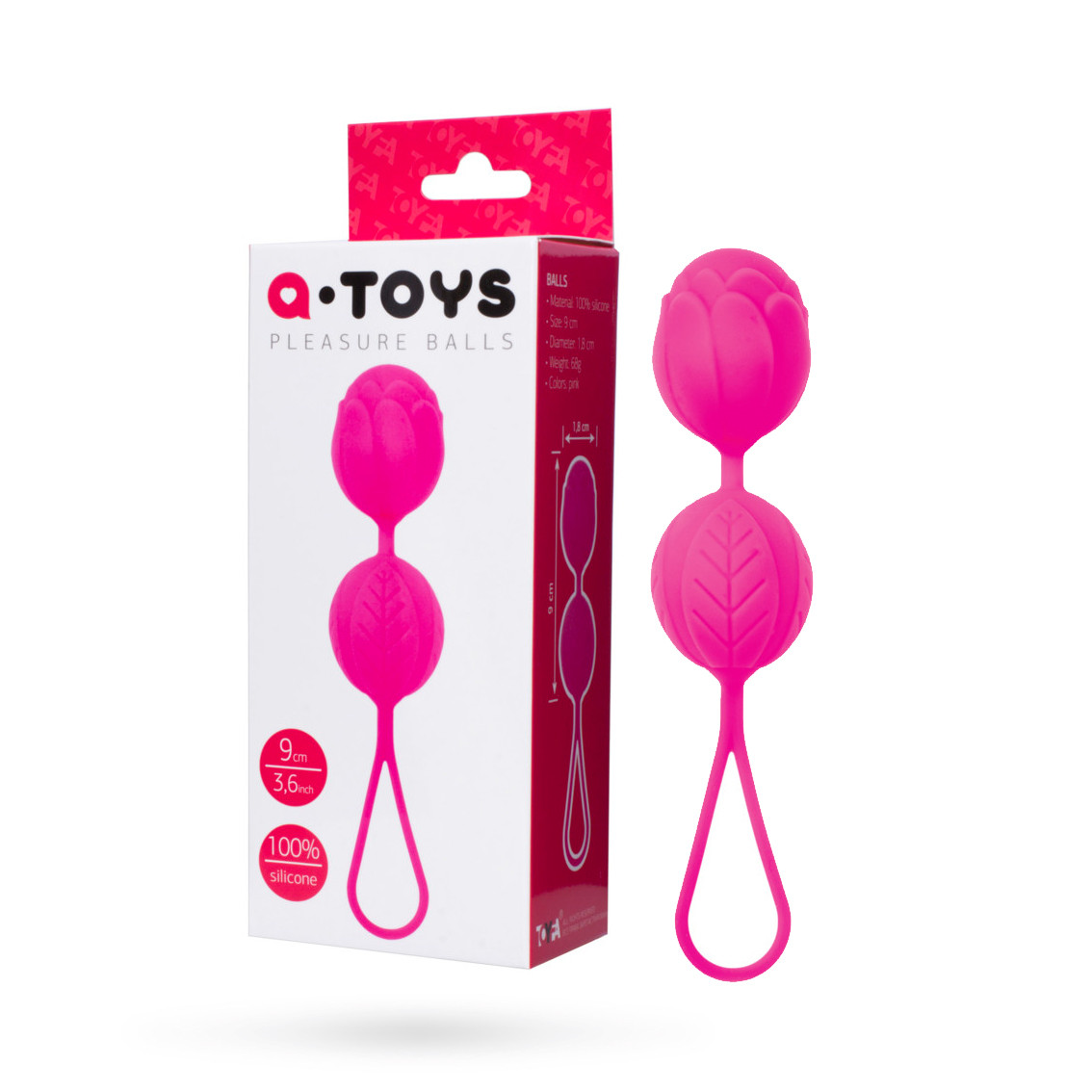 Вагінальні кульки Toyfa A-Toys, силікон, колір рожевий, Ø 3,5 см, фото 1
