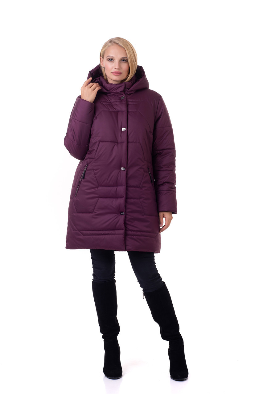 Зимова зручна жіноча тепла куртка великих розмірів