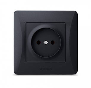 VIDEX BINERA Розетка одинарна чорний графіт