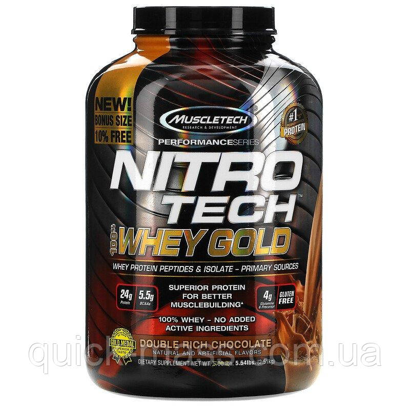 Протеїн 100% ізолят Muscletech Nitro Tech 100% Whey Gold подвійний шоколад 2,51 kg
