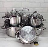 Набір каструль із неіржавкої сталі з товстим дном Edenberg EB-4004 Набір кухонного посуду 10 предметів, фото 7