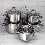 Набір каструль із неіржавкої сталі з товстим дном Edenberg EB-4004 Набір кухонного посуду 10 предметів, фото 5