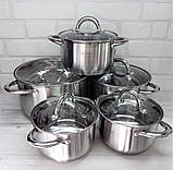 Набір каструль із неіржавкої сталі з товстим дном Edenberg EB-4004 Набір кухонного посуду 10 предметів, фото 4
