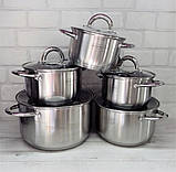Набір каструль із неіржавкої сталі з товстим дном Edenberg EB-4004 Набір кухонного посуду 10 предметів, фото 8