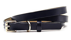 Жіночий шкіряний вузький ремінь Синій