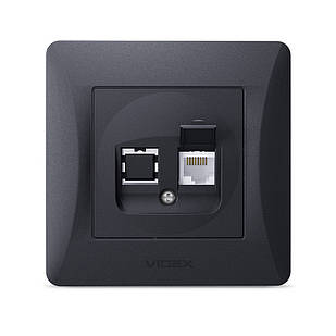 VIDEX BINERA Розетка CAT6 одинарна комп'ютерна чорний графіт
