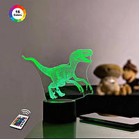 3D нічник "Велоцираптор 2" (ВОЛІЧНЕ ЗОБРАЖЕННЯ) + мережевий адаптер + батарейки (3ААА)  3DTOYSLAMP
