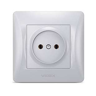 VIDEX BINERA Розетка одинарна срібний шовк