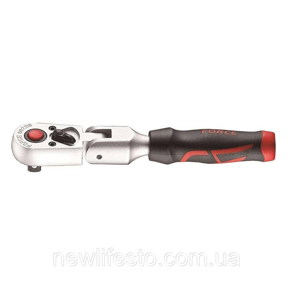 1/4" Тріскачка шарнірна для біт з гумовою ручкою (20 зуб.) L=130 мм