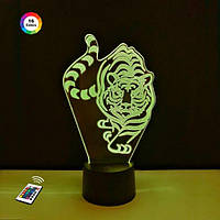 3D нічник "Тигр 2" (ВОЛІЧНЕ ЗОБРАЖЕННЯ) + пульт ДК + мережевий адаптер + батарейки (3ААА)  3DTOYSLAMP