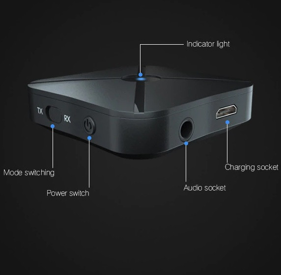 2 в 1 Bluetooth V4.2 KN-319 Аудіо Передавач і Приймач (Transmitter+Receiver) з Акумулятором