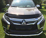 Дефлектор капоту, мухобойка Mitsubishi Pajero Sport 2015-2018 (Sim), фото 3