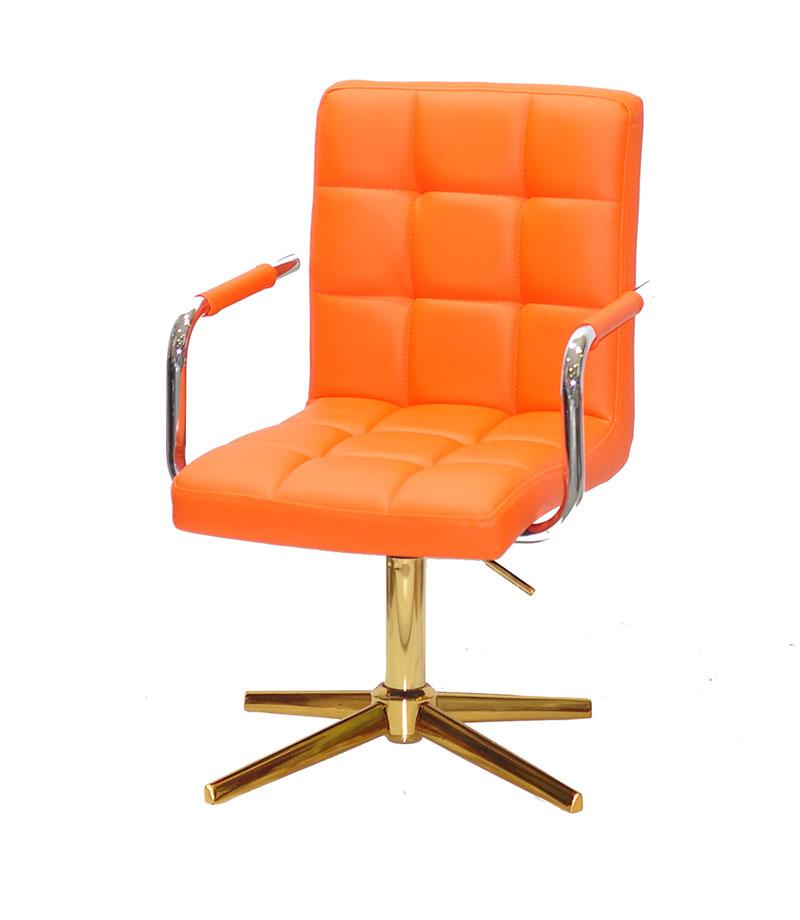 Крісло Augusto-Arm GD-Modern Base жовтогарячий 1012 шкірозамінників, на золотій хрестовині, фото 1