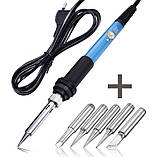 Паяльник 220V 60W з Регулятором Температури 200-450 ºC + 6 жала, фото 2