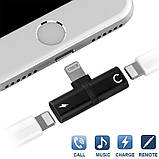 Splitter Double Lightning 2 в 1 Навушники і Зарядка iPhone 7 8 Plus Адаптер Спліттер Перехідник Розгалужувач, фото 3