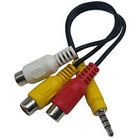 Кабель 3,5 jack (тато) на 3 RCA (мама) Подовжувач Перехідник 20 див.