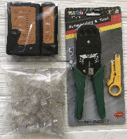 Обтискач, тестер, 100 rj45 конекторів, стрипер