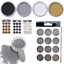 Набір пісків-блискіток для дизайну нігтів, 12 шт. в упаковці